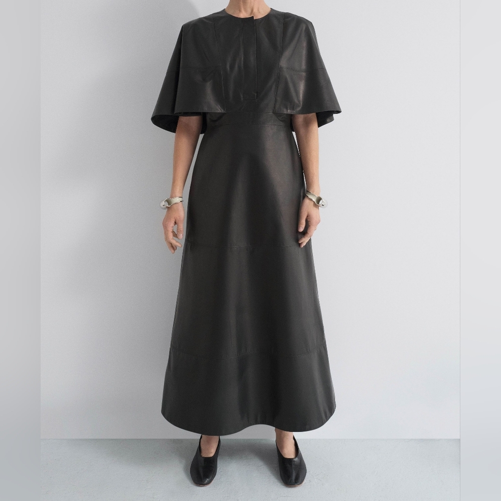 Partow Cape Leather Dress
